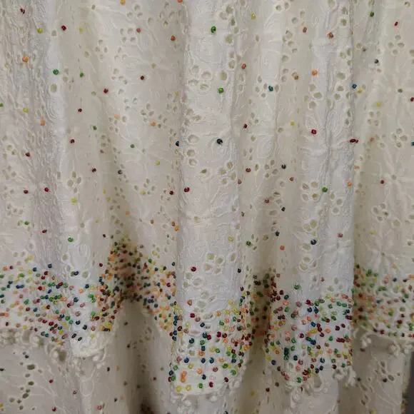 farm rio eyelet beaded mini dress FARM Rio Provisório Beaded Wrap Mini Dress main image 1